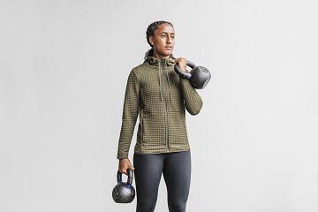 Olive Nobull WoQuilted Zip-Up Women's Hoodie | CA T2177C